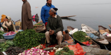 جھیل ڈل میں شکارا پر مقامی خریداروں کیلئے مختلف قسم کی سبزیاں دستیاب۔۔۔(فوٹو /ساحل میر)