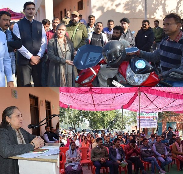 شیتل نندانے کٹھوعہ میں جاری ’وِکست بھارت سنکلپ یاترا‘ کے حصے کے طور پر پنچایت بسنت پور کا دورہ کیا